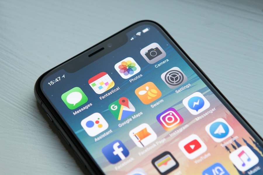 Smartphone showing mobile apps on screen